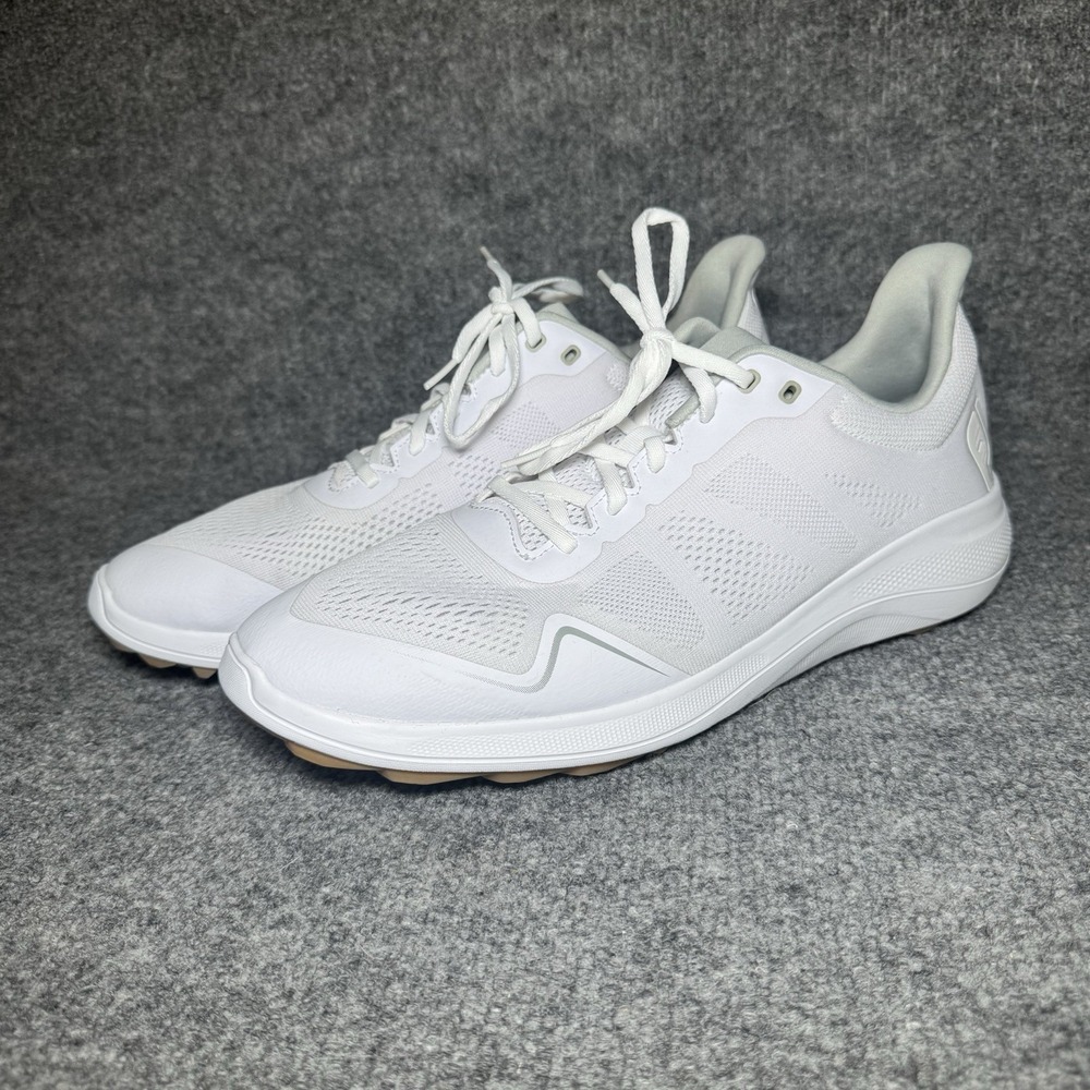 Footjoy FJ Flex Spikeless Golf Shoes Men 12 Medium White Gum Mesh 56139 EUC